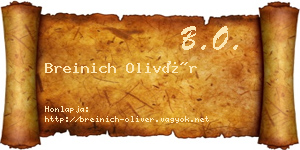Breinich Olivér névjegykártya